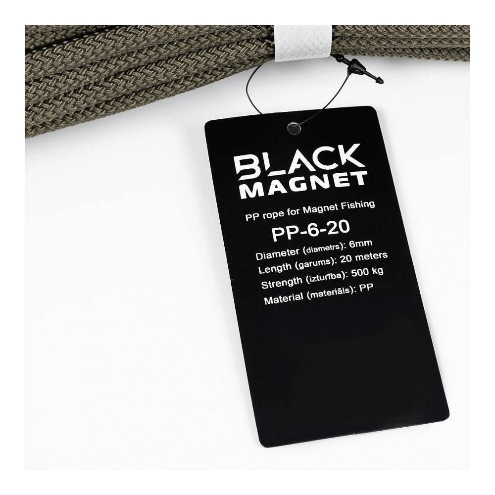 Black Magnet 6mm HEAVING LINE (ROPE-PP-6-20)